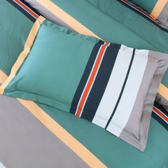 Malako Sion 100% Cotton Green Striped King Size Bedding