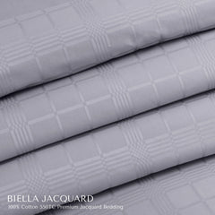 Malako Biella Jacquard Silver Grey Checks 550 TC 100% Cotton King Size Bedding