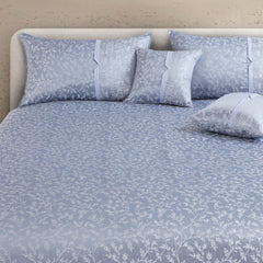 Malako FnF Pigeon Blue Jacquard King Size 5 Piece Bedspread Set