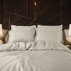 Lyon Jacquard Olive Beige Checks 100% Cotton King Size Duvet Cover