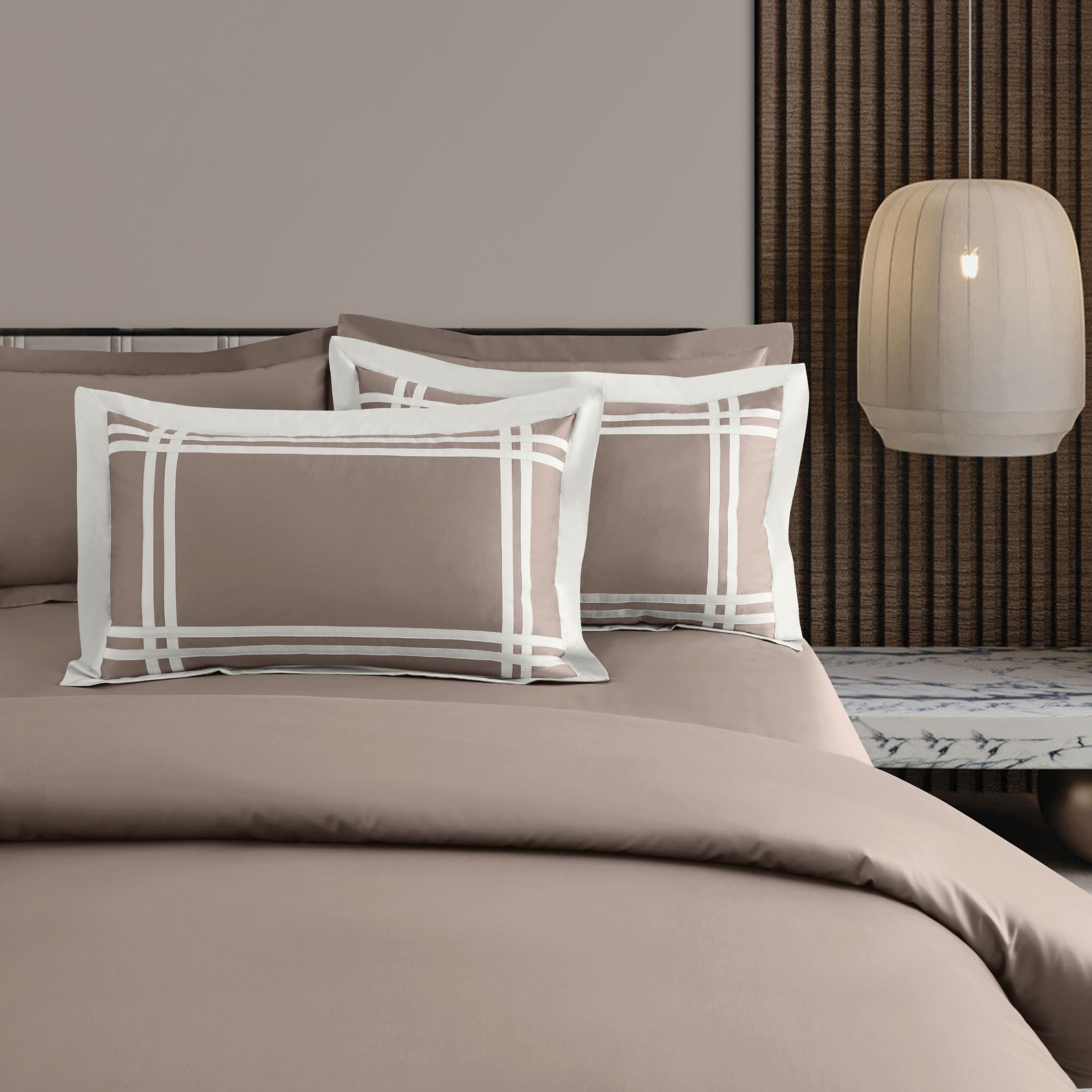 Malako Luxe: Bodo Collection 550TC Taupe Brown 100% Cotton Super King Size Bedding