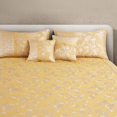 Malako Yellow Jacquard King Size 5 Piece Bedspread Set