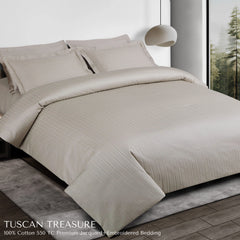 Malako Tuscan Treasure Striped Jacquard Olive Beige 550 TC 100% Cotton King Size Bedding