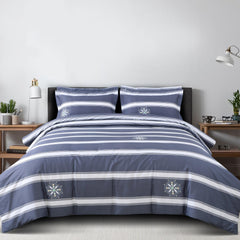 Malako Sion 100% Cotton Blue Striped King Size Bedding