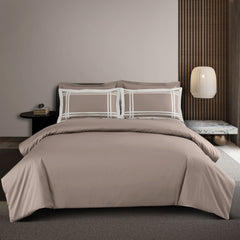 Malako Luxe: Bodo Collection 550TC Taupe Brown 100% Cotton Super King Size Bedding