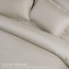 Malako Tuscan Treasure Striped Jacquard Olive Beige 550 TC 100% Cotton King Size Bedding