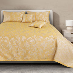 Malako Yellow Jacquard King Size 5 Piece Bedspread Set