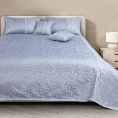 Malako FnF Pigeon Blue Jacquard King Size 5 Piece Bedspread Set