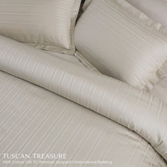 Malako Tuscan Treasure Striped Jacquard Olive Beige 550 TC 100% Cotton King Size Bedding