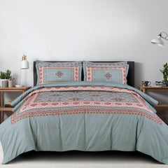Malako Basel Green Ethnic 100% Cotton King Size Bedding