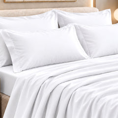 Malako Luxe: Vibrant Collection 550TC Brilliant White 100% Cotton Super King Size Bedding