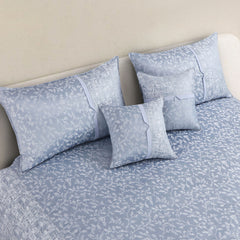 Malako FnF Pigeon Blue Jacquard King Size 5 Piece Bedspread Set
