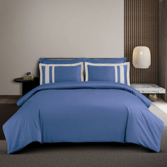 Malako Luxe: Oslo Collection 550TC Midnight Blue 100% Cotton Super King Size Bedding