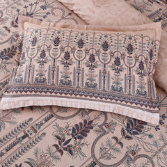 Malako Basel Beige Ethnic 100% Cotton King Size Bedding