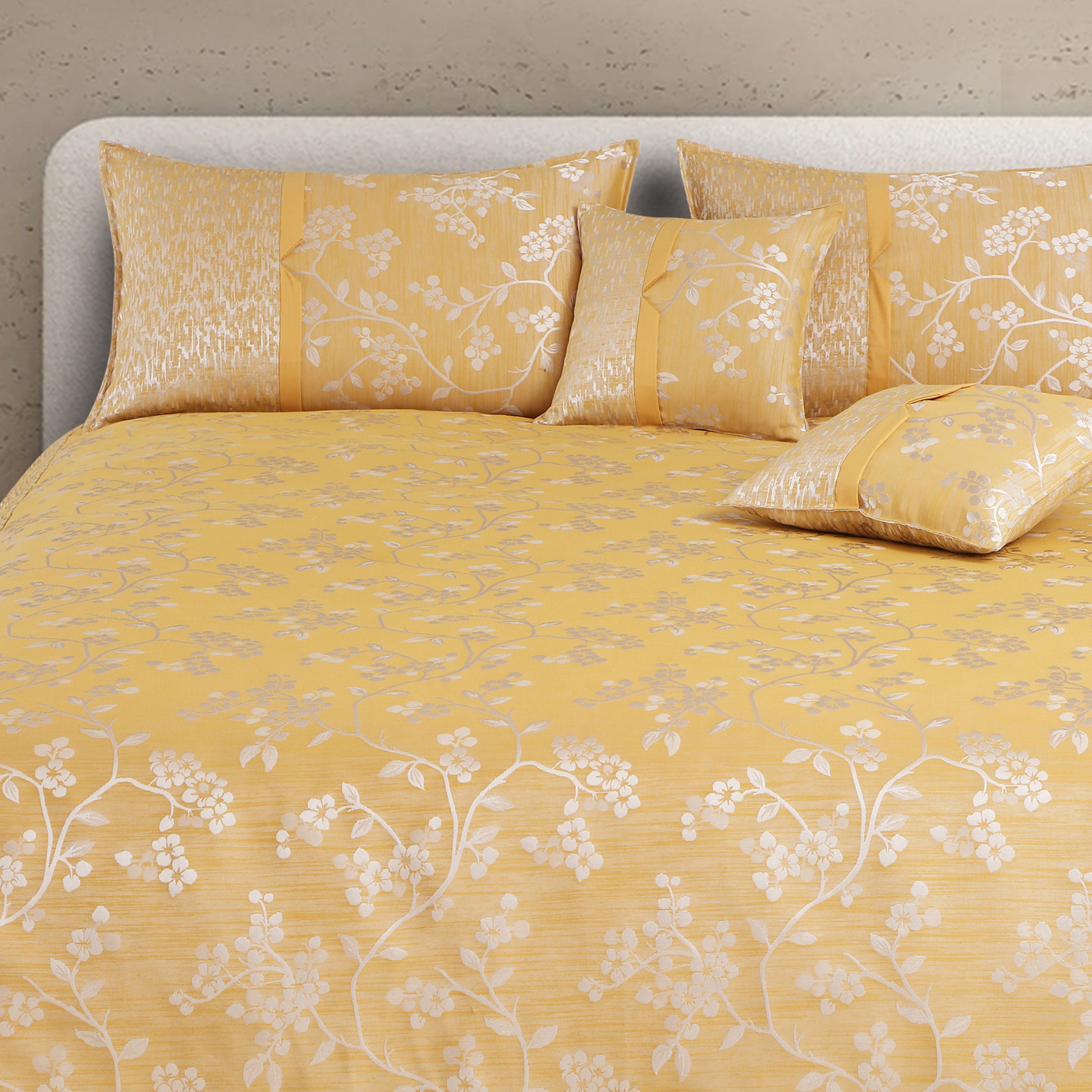 Malako Yellow Jacquard King Size 5 Piece Bedspread Set
