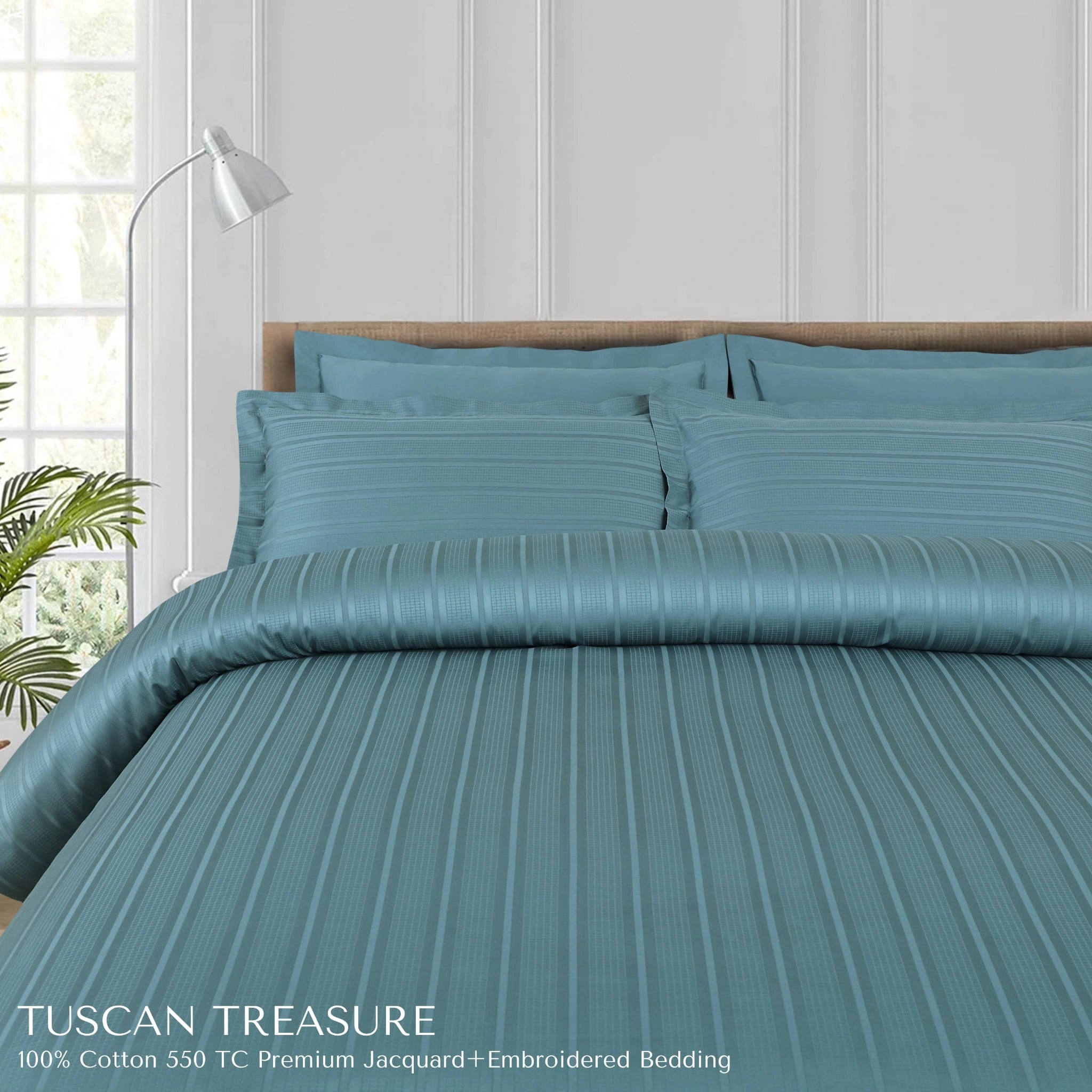 Malako Tuscan Treasure Striped Jacquard 550 TC 100% Cotton King Size Bedding