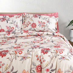 Malako Basel 350TC 100% Cotton Light Beige Botanic King Size Bedding