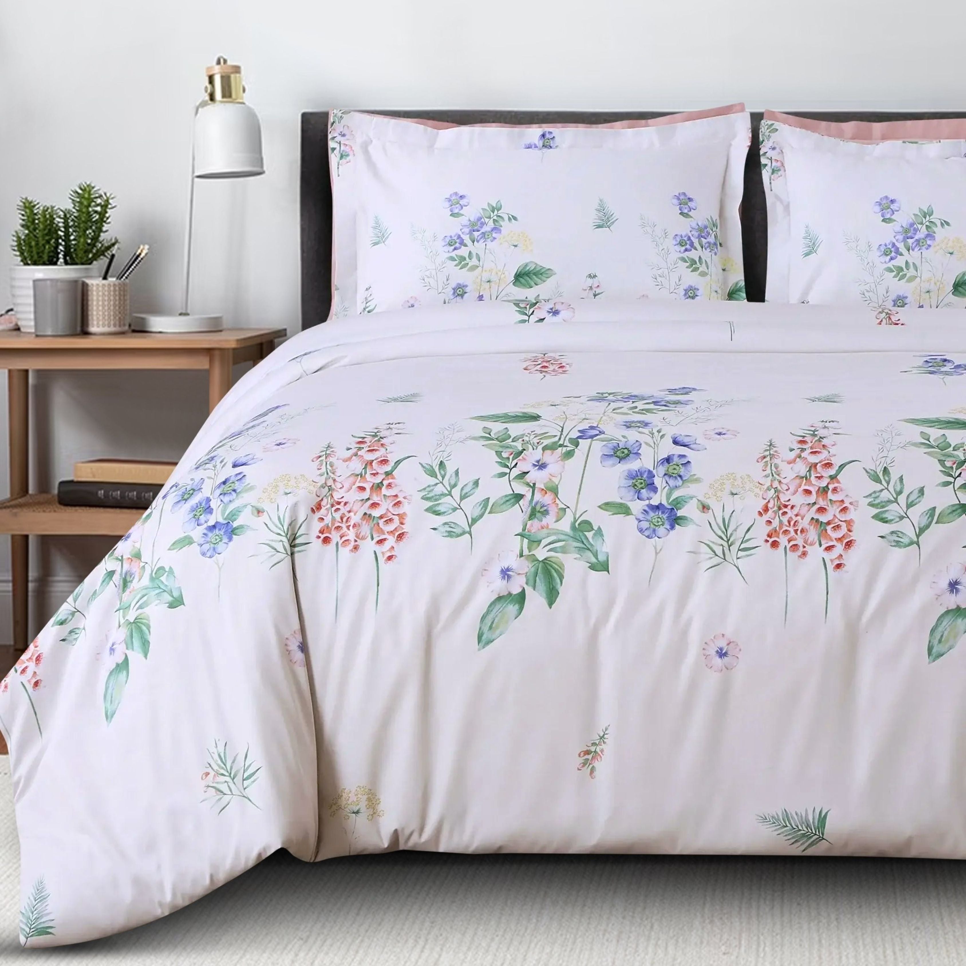 Malako Sion 100% Cotton Off-White Botanic King Size Bedding Set