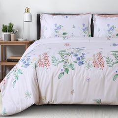 Malako Sion 100% Cotton Off-White Botanic King Size Bedding Set
