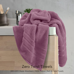 Malako Mauve 100% Cotton Zero Twist Towel (600GSM)
