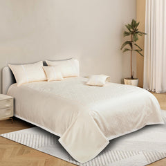 Malako FnF Cream Jacquard King Size 5 Piece Bedspread Set