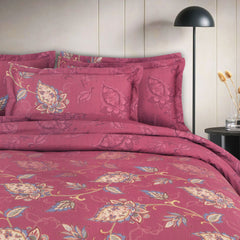 Malako Sion 100% Cotton Red Botanic King Size Bedding Set