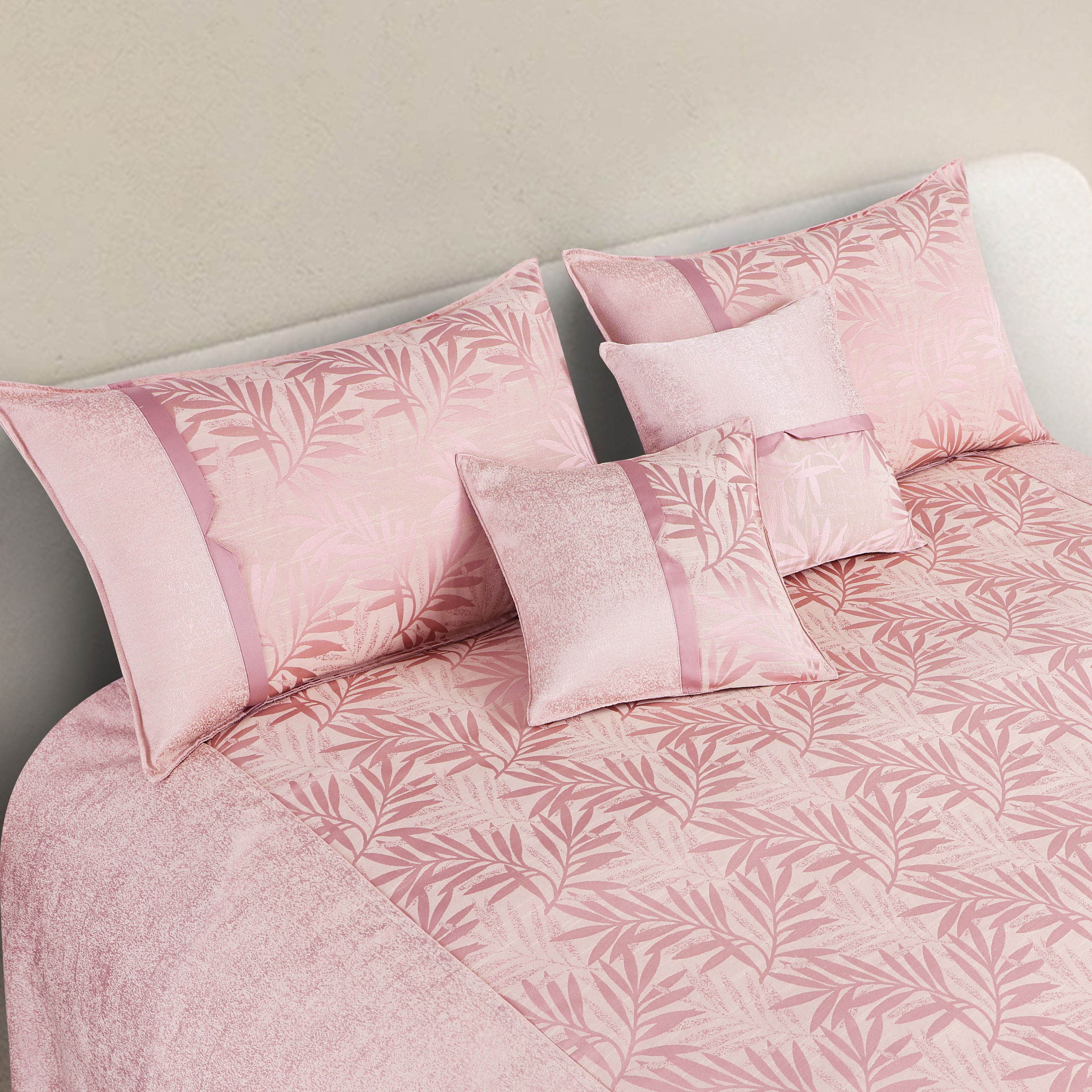 Malako Pink Jacquard King Size 5 Piece Bedspread Set