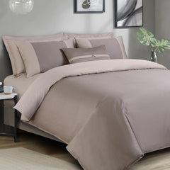 Malako Luxe Pintex 100% Cotton King Size 7 Piece Duvet Cover Set - Taupe Brown