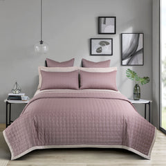 Malako Luxe 550 TC 100% Cotton Wine Solid King Size Bedspread Set