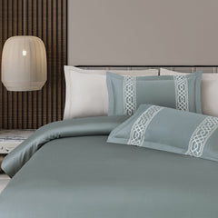 Malako Luxe Stitch & Dream: 550 TC Olive Green Premium Embroidered Bedding