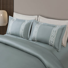 Malako Luxe Stitch & Dream: 550 TC Olive Green Premium Embroidered Bedding