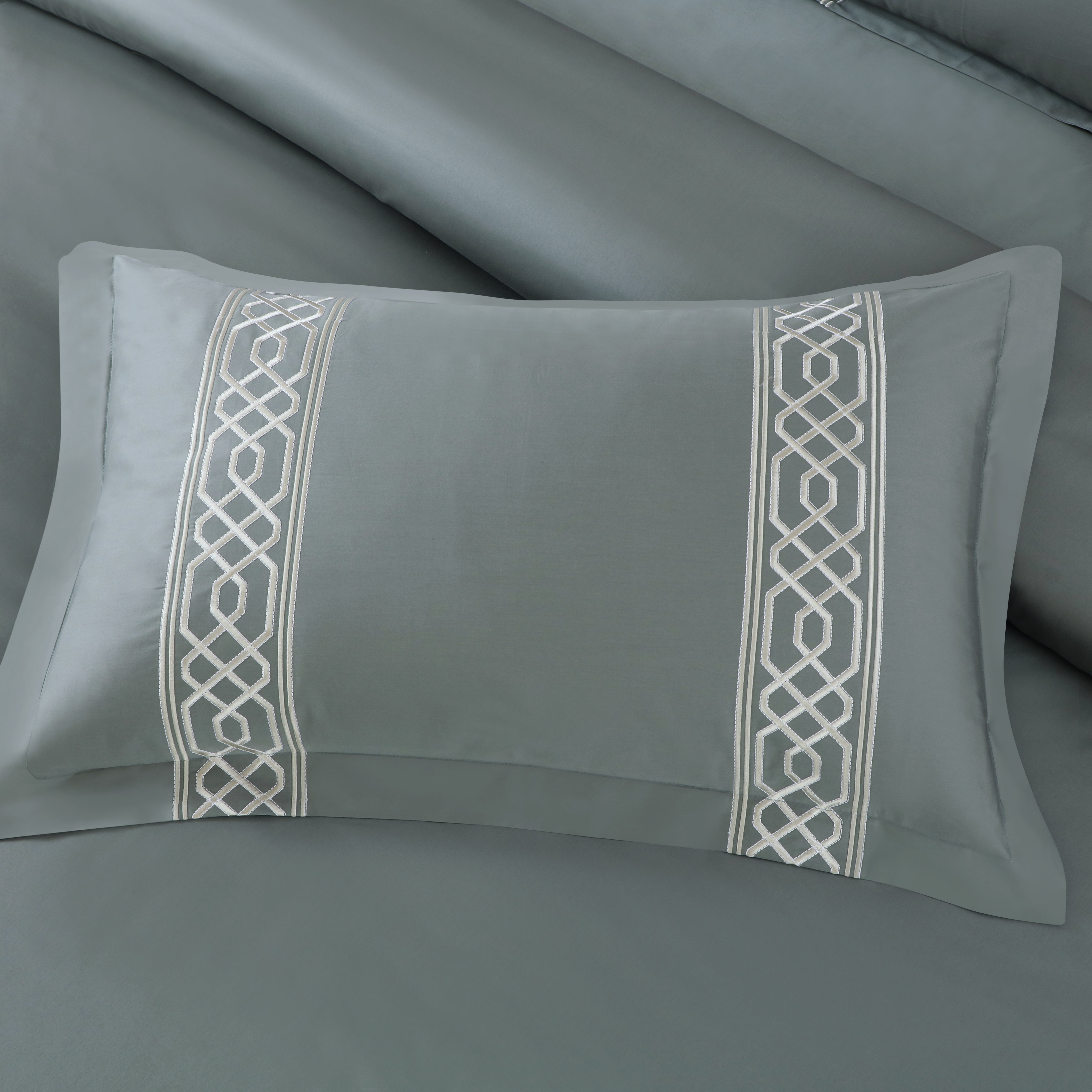 Malako Luxe Stitch & Dream: 550 TC Olive Green Premium Embroidered Bedding