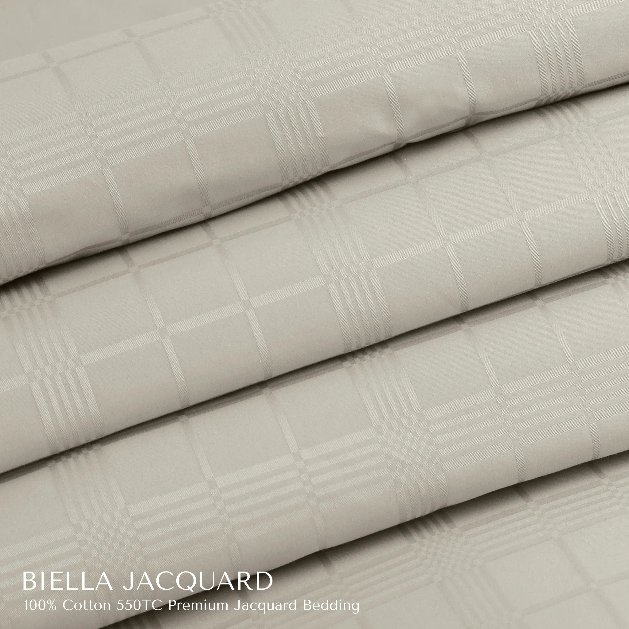 Malako Biella Jacquard Olive Beige Checks 550 TC 100% Cotton King Size Bedding