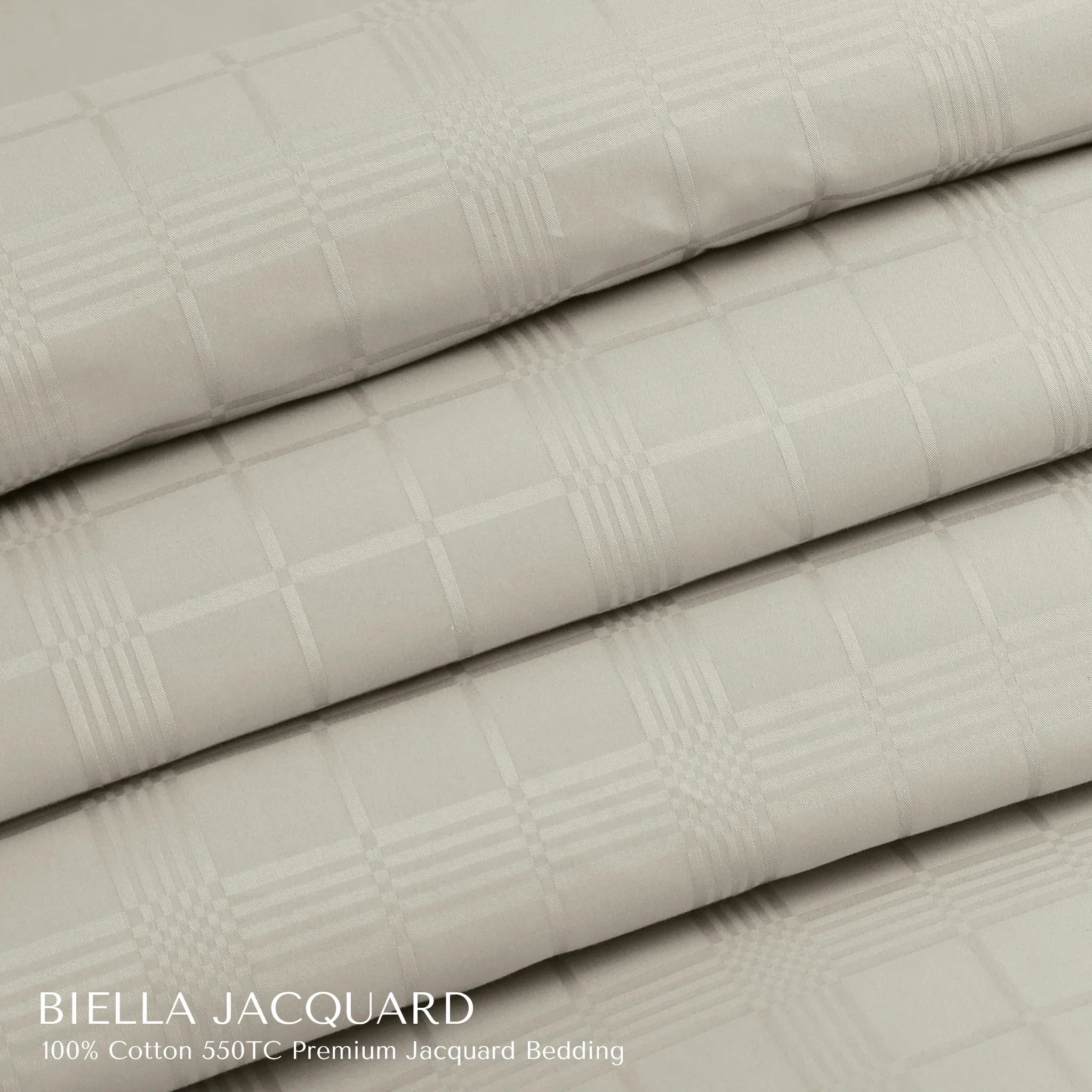 Malako Biella Jacquard Olive Beige Checks 550 TC 100% Cotton King Size Duvet Cover Set