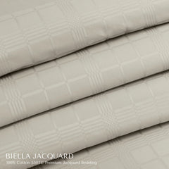 Malako Biella Jacquard Olive Beige Checks 550 TC 100% Cotton King Size 6 Piece Bedding Set
