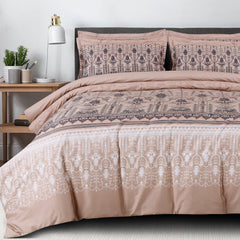 Malako Basel Beige Ethnic 100% Cotton King Size Bedding