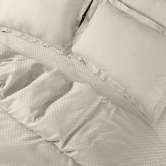 Lyon Jacquard Olive Beige Checks 100% Cotton King Size Duvet Cover