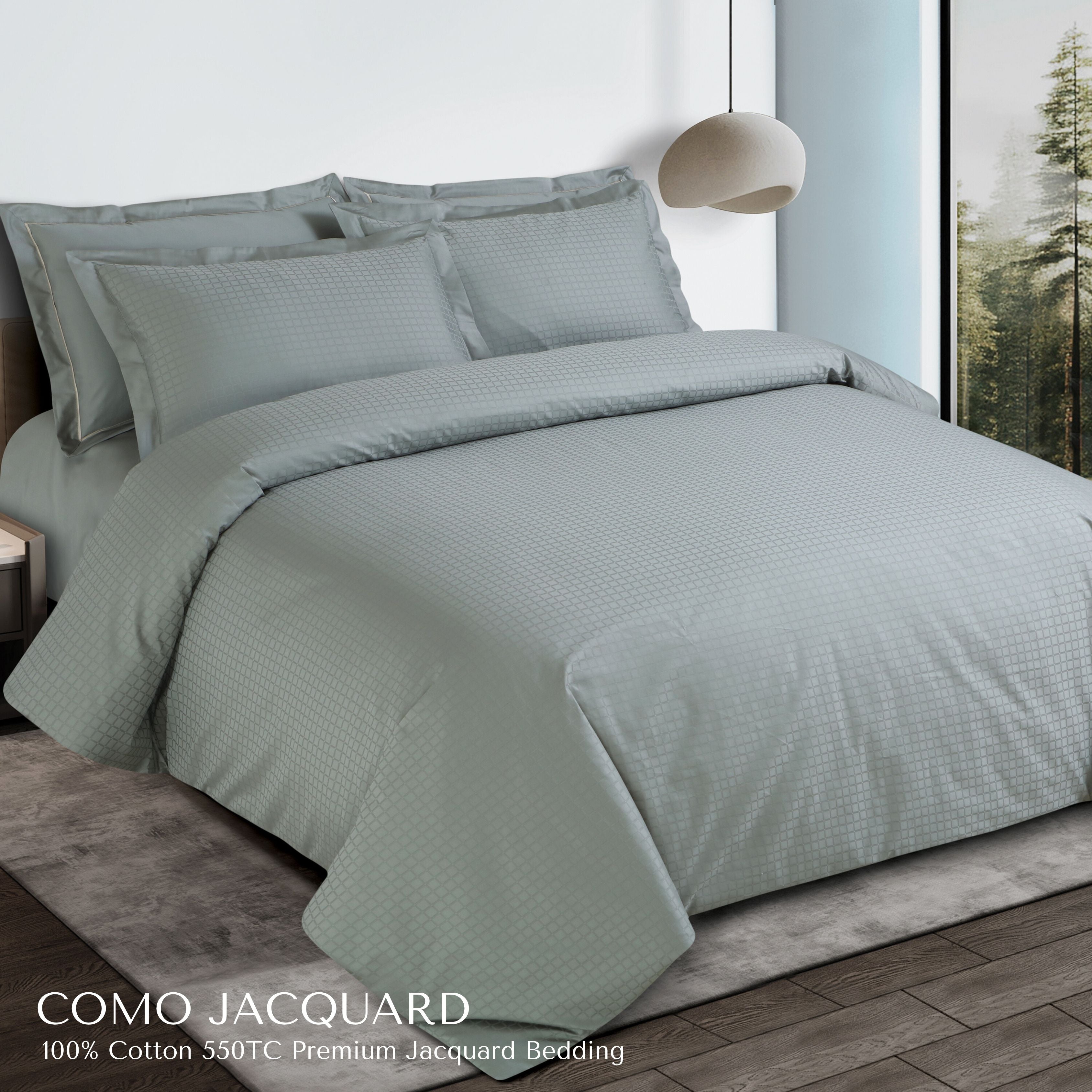 Malako Como Jacquard Checkered 550 TC 100% Cotton King Size Bedding