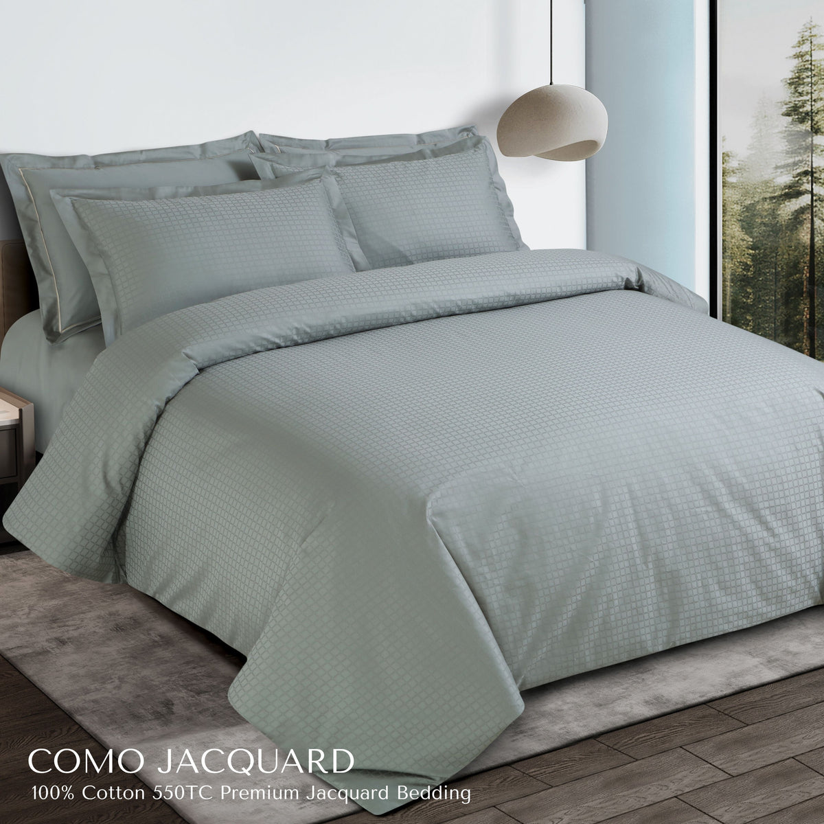 Malako Como Jacquard Checkered 550 TC 100% Cotton King Size Bedding