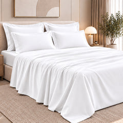 Malako Luxe: Vibrant Collection 550TC Brilliant White 100% Cotton Super King Size Bedding