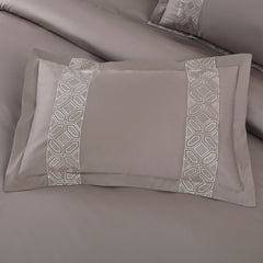 Malako Luxe Stitch & Dream: 550 TC Taupe Brown Premium Embroidered Bedding