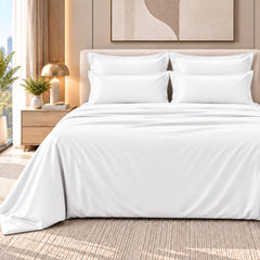Malako Luxe: Vibrant Collection 550TC Brilliant White 100% Cotton Super King Size Bedding