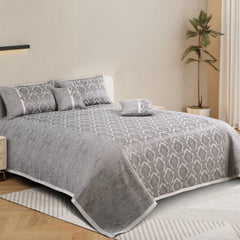 Malako Grey Jacquard King Size 5 Piece Bedspread Set