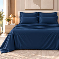 Malako Luxe: Vibrant Collection 550TC Blue 100% Cotton Super King Size Bedding