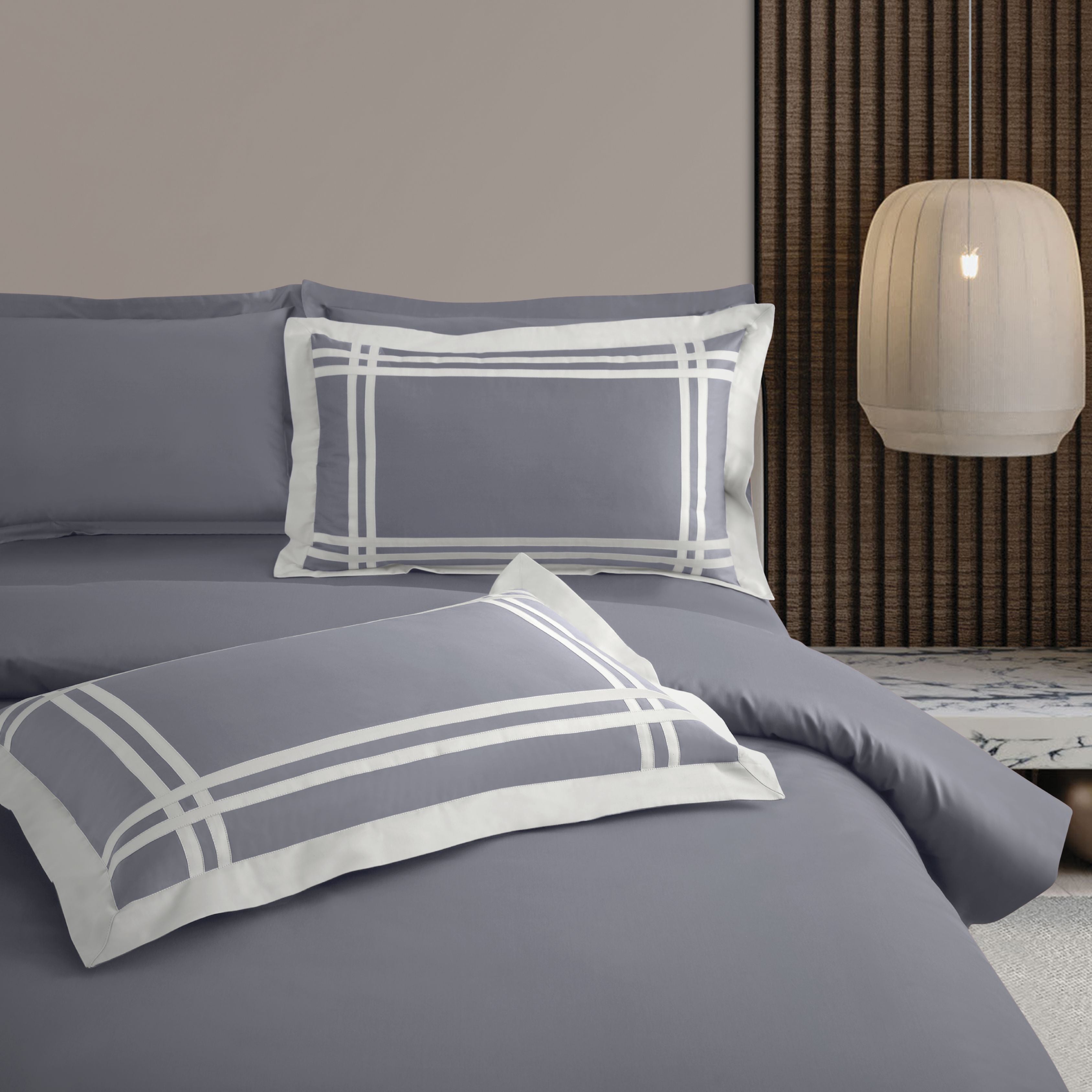 Malako Luxe: Bodo Collection 550TC Grey 100% Cotton Super King Size Bedding