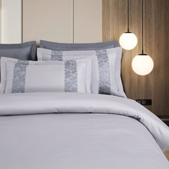 Malako Luxe Stitch & Dream: 550 TC Silver Grey Premium Embroidered Bedding