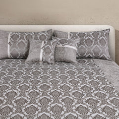 Malako Grey Jacquard King Size 5 Piece Bedspread Set