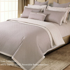 Malako Luxe 550 TC 100% Cotton Taupe & Beige Solid King Size Reversible Bedspread Set
