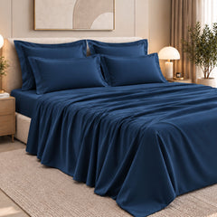 Malako Luxe: Vibrant Collection 550TC Blue 100% Cotton Super King Size Bedding