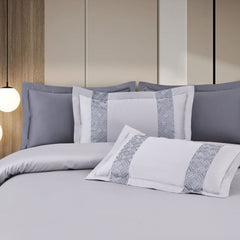 Malako Luxe Stitch & Dream: 550 TC Silver Grey Premium Embroidered Bedding